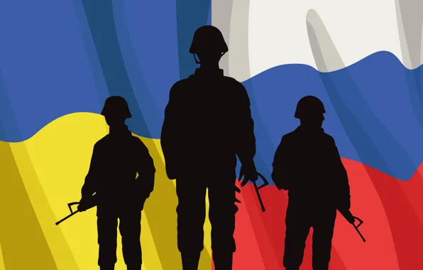 War, Flags, Soldiers, Battle, Russia, Warriors, Silhouettes, Ukraine