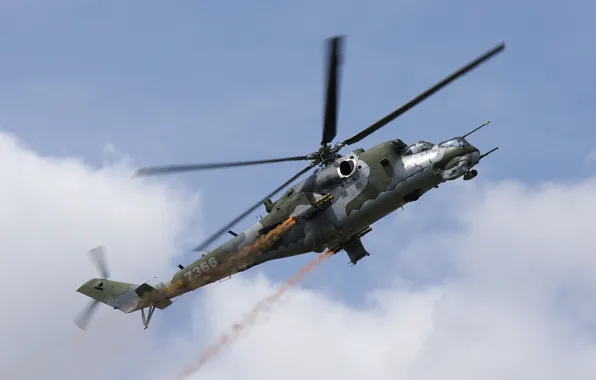Picture helicopter, transport-combat, Mi-24V, Mil Mi-24V