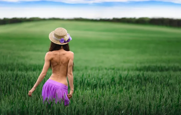 Field, sexy, back, hat, back, Nadin, Dmitry Medved
