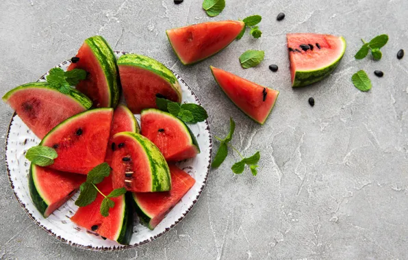 Picture table, watermelon, mint, Olena Rudo