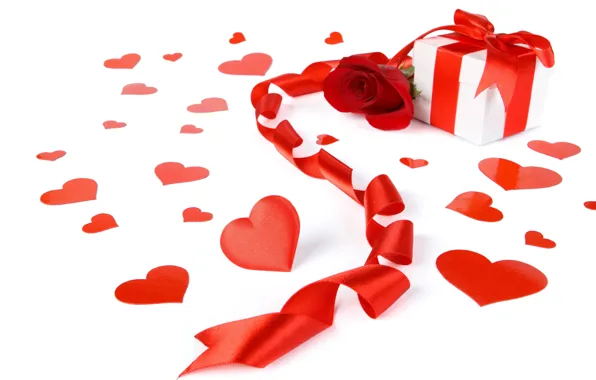 Picture BACKGROUND, WHITE, RED, MOOD, BOX, ROSE, TAPE, HEARTS