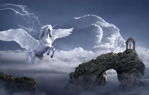 The sky, clouds, rock, Pegasus