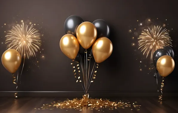 Balls, balloons, holiday, balls, Shine, salute, blue, Christmas