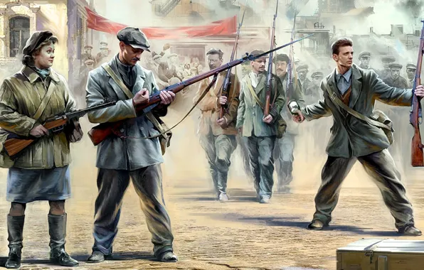 Picture figure, art, Mosin Rifle, PCA, soviet militia, The Soviet militia, boxart, the militia