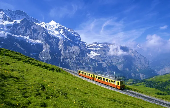 Mountains, Alps, the car, railroad