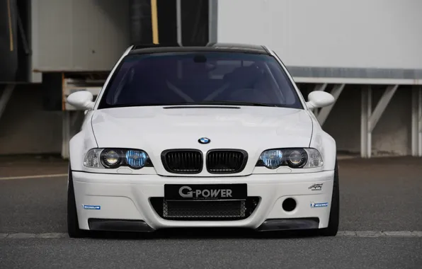 Picture white, tuning, bmw, BMW, white, the front, g-power, e46