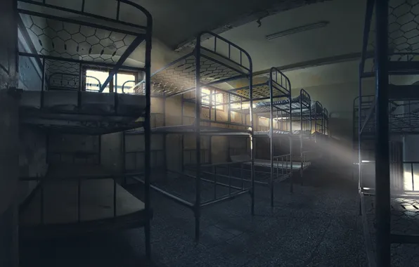 Background, bed, barracks