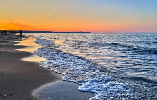 Picture sea, sunset, shore