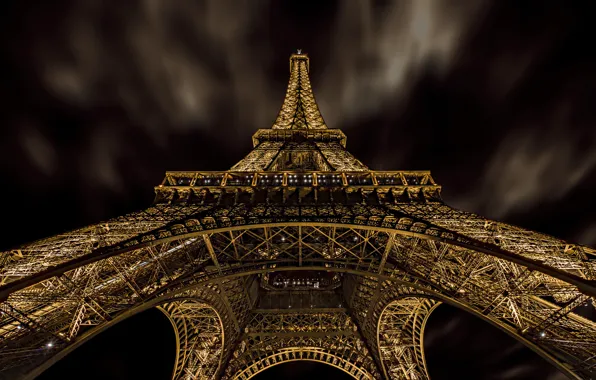 Picture the sky, night, Paris, Eiffel tower