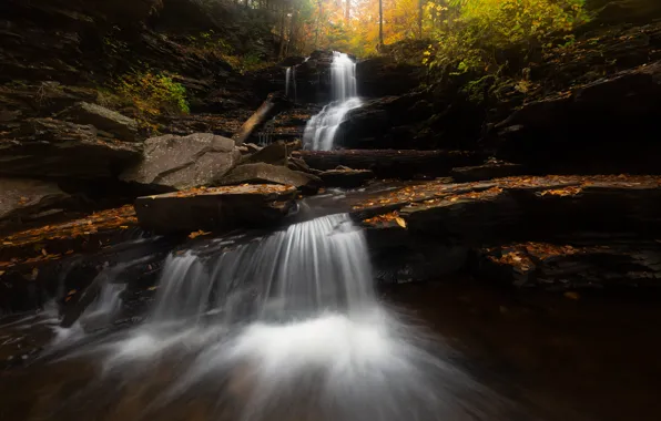 Picture waterfall, rocks, stones, stream