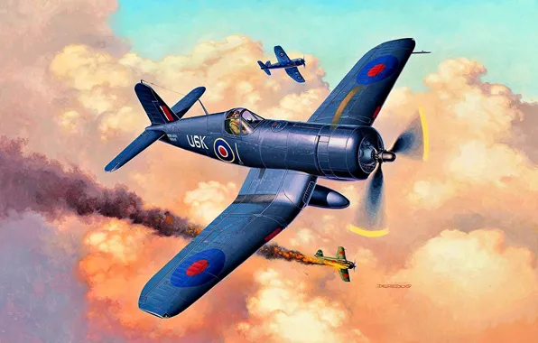 F4U Corsair, A6M, Royal Navy, lend-lease, with short wings, for the British, carriers, Corsair Mk.II