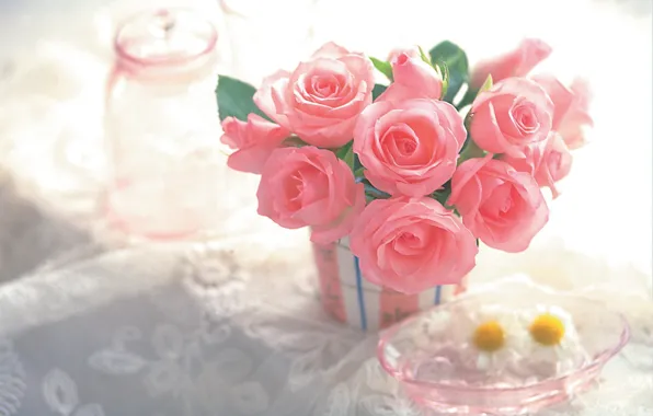 Decoration, flowers, pink, rose, rose, pink, flowers, decorations