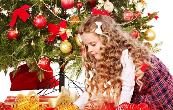 Picture children, toys, tree, child, New Year, Christmas, girl, gifts