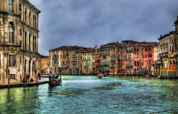 Picture building, home, Italy, Venice, channel, Italy, gondola, Venice