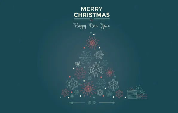 Snowflakes, tree, spruce, minimalism, New Year, Christmas, Christmas, New Year