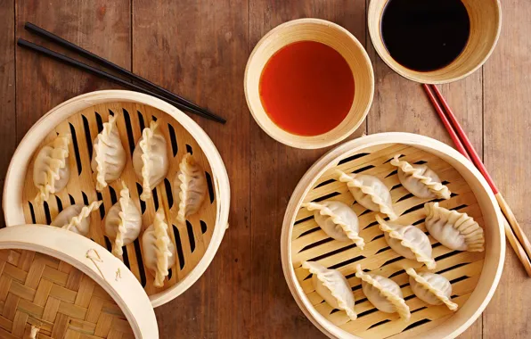 Picture sticks, China, dumplings