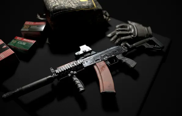 Rendering, weapons, tuning, Machine, Gun, weapon, render, Kalashnikov