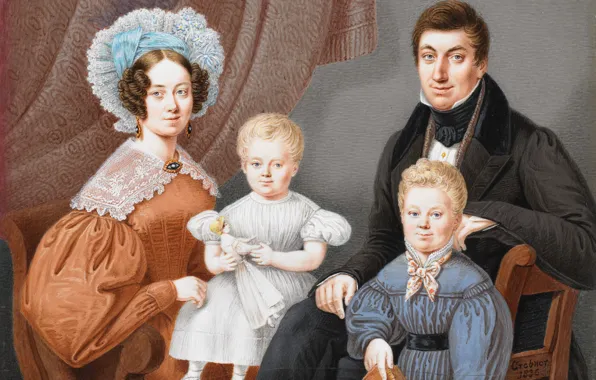 Picture portrait, 1836, Willem Grebner, miniature on ivory, Willem GrEbner, The Diederichs Family