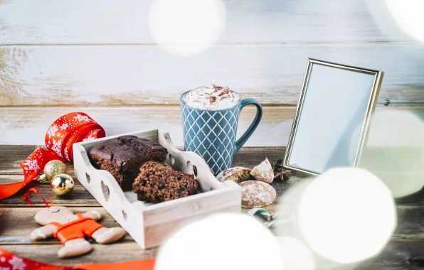 Holiday, toys, coffee, tape, New year, Christmas, wood, Coffee