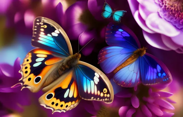 Picture butterfly, flowers, bright, neural network
