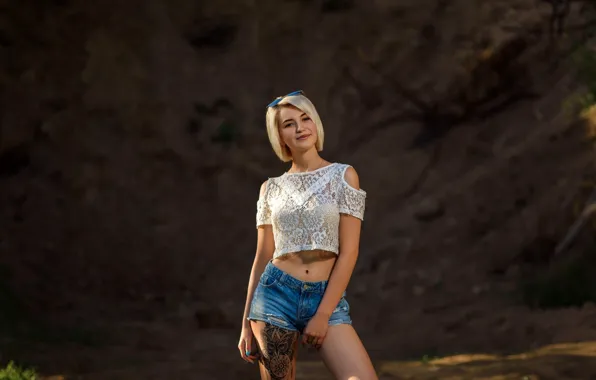 Look, sexy, background, model, shorts, portrait, makeup, Mike
