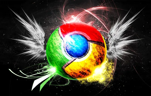 Background, wings, browser, Google chrome, google chrome