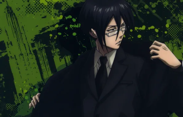 Picture glasses, tie, coat, psycho-pass, black suit, detective, ginoza nobuchika