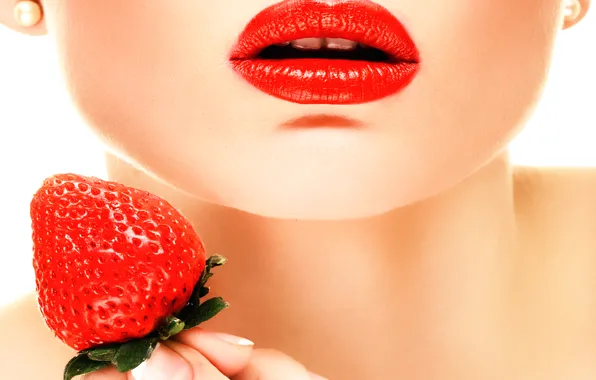 Berries, makeup, strawberry, lips, red lips