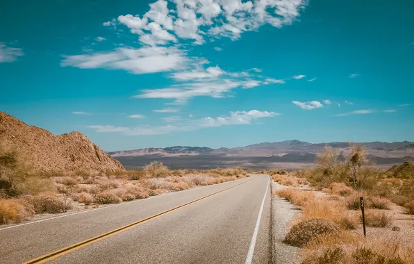 Picture road, the sky, freedom, clouds, landscape, mountains, nature, the steppe