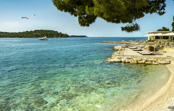 Sea, pier, Croatia, Adriatica, Jadran, Rovinj, Rovinj, Hotel Adriatic