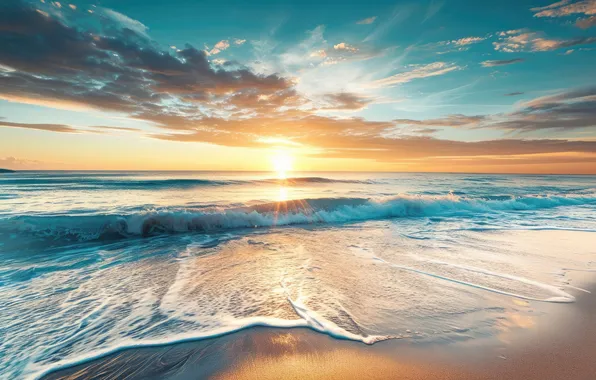 Picture beach, sky, sea, landscape, clouds