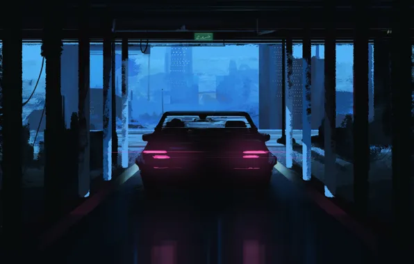 Picture machine, auto, art, science fiction, Illustration, Parking, Environments, Transport & Vehicles