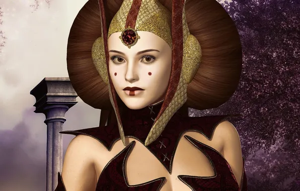 Picture girl, Star Wars, hairstyle, Queen, render, Amidala