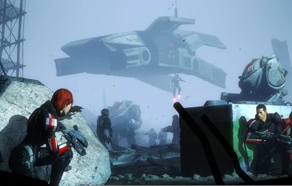 Picture mass effect, shepard, Ashley Williams, javik, garrus vakarian, Cerberus, UT-47 Kodiak Drop Shuttle