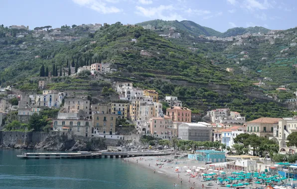 Sea, beach, mountains, the city, home, Italy, Minori