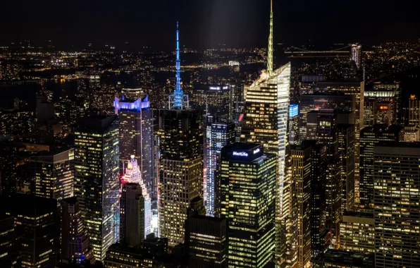 Light, night, the city, building, home, New York, skyscrapers, lighting