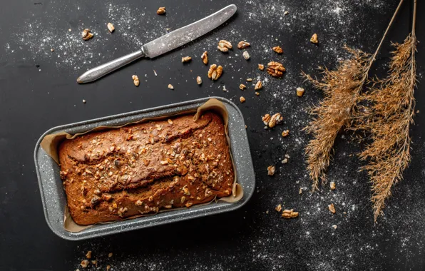 Food, pie, knife, nuts, cakes, walnut