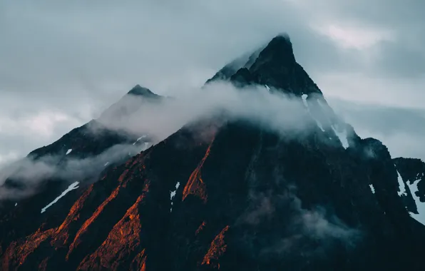 Picture the sky, sunset, mountains, clouds, nature, rocks, the evening, Norway