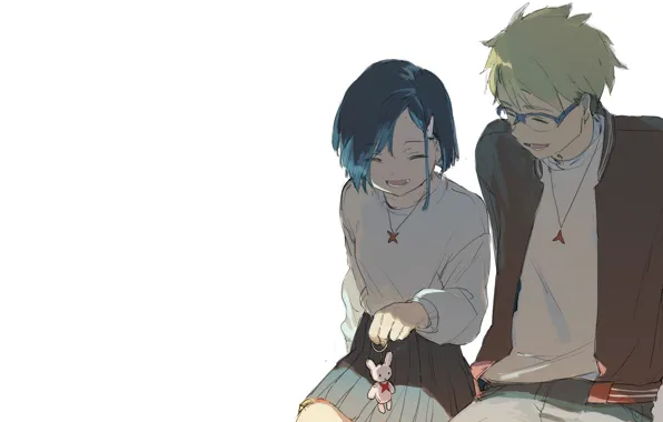 Girl, anime, art, two, keychain, Darling In The Frankxx, Cute in France