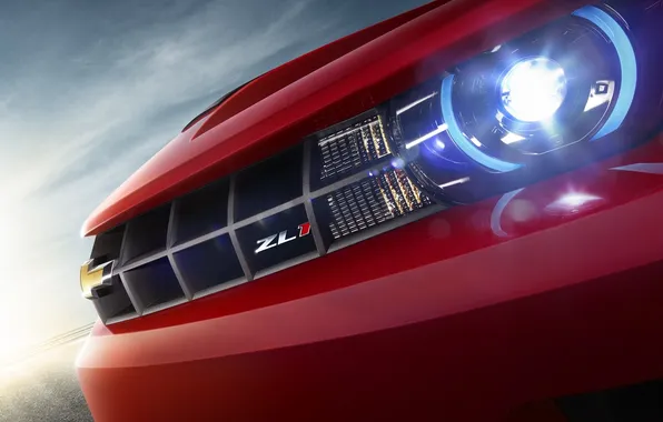 Red, lights, beauty, camaro, chevrolet, bumper, ZL1