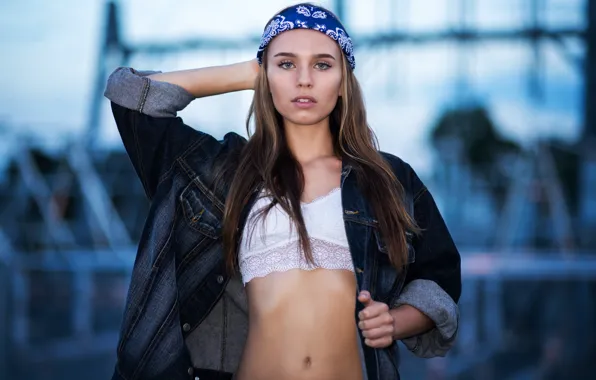 Look, girl, face, hair, jeans, shawl
