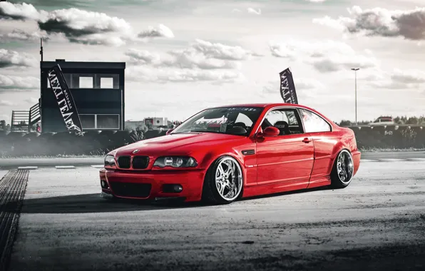 Red, Smoke, E46, M3, Tyres