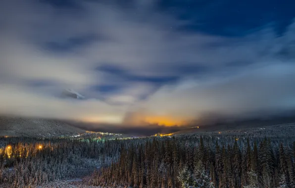 Landscape, night, Alberta, Canada, Moonlight Sonata