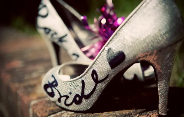 Style, the inscription, shoes, shoes, heel, the bride, fashion, bride