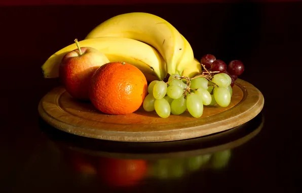 Picture Apple, food, grapes, bananas
