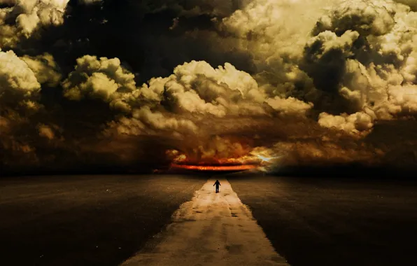 Picture road, the sky, clouds, people, art, abdelrahman