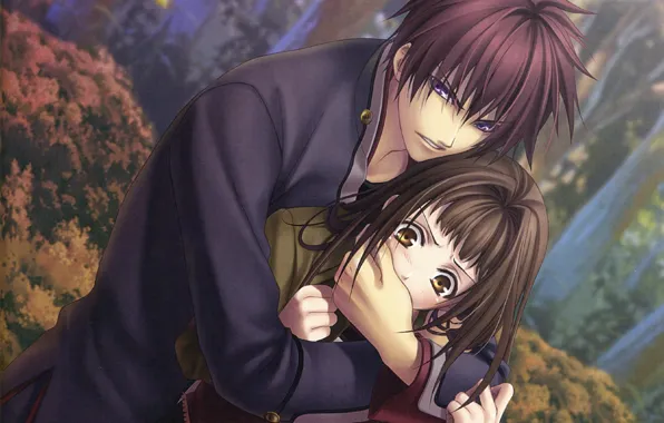 Danger, students, defender, hiiro no kakera, in the woods, takuma onizaki, tamaki benefits, crimson shards
