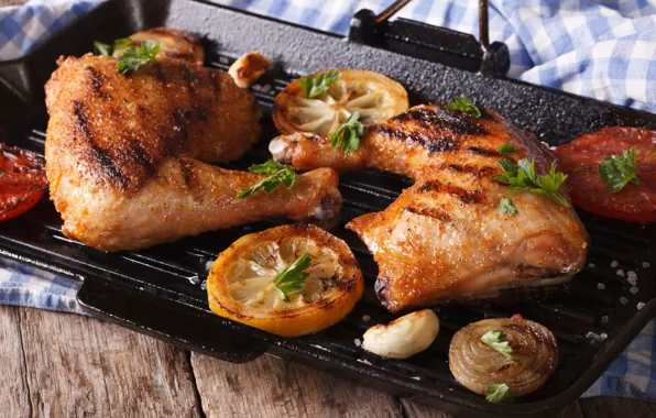 Chicken, meat, vegetables, grill