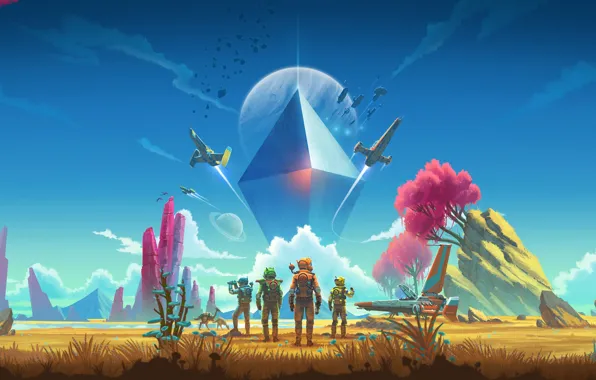 Landscape, nature, astronauts, another world, No Man’s Sky