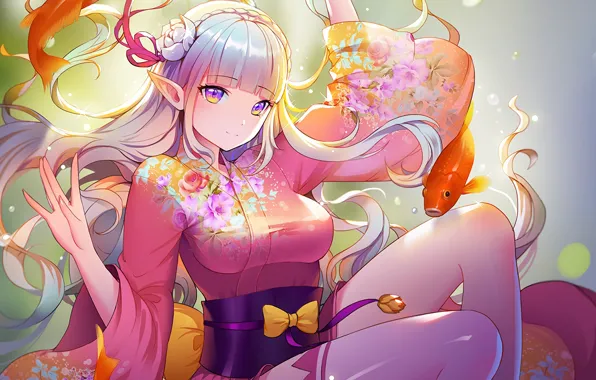 Girl, anime, art, Emilia, Re: Zero kara hajime chip isek or Seikatsu, from scratch